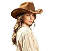 Genérico Sombrero Vaquero clásico del Oeste para Eventos al Libre y Uso Diario Diseño sin ni Correa Ideal para Festivales y Actividades cotidianas (Coffee, One Size)