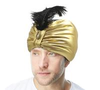 Genérico Sombreros Árabes para Hombres | Sombrero De Disfraz Árabe Con Piedras - Accesorio de Cabeza Dorado para Adolescentes y Adultos Teatro Recreación Histórica Representación Interpretación