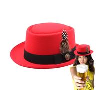 Genérico Sombreros bávaros para hombre, sombrero de trajes de Oktoberfest - Disfraz de Oktoberfest bávaro alemán - Trajes de Oktoberfest para mujer, accesorios de disfraces con plumas, emblema
