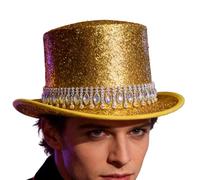 Genérico Sombreros De Copa Para Hombre | Sombrero Unisex Para Cosplay Con Cristales,Sombreros De Disfraz | Para Adultos, Cosplay, Espectáculos De Magia, Fiestas, Carnaval Y Disfraces Para Máscaras