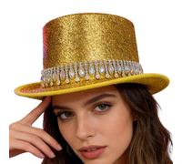 Genérico Sombreros De Copa Para Hombre - Sombrero Unisex Para Cosplay Con Cristales - Tocados Brillantes Para Fiesta,Para Espectáculos De Magia Fiestas Carnavales Mascaradas Y Actuaciones