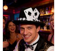 Genérico Sombreros De Copa Para Hombres,Diseño con de Póker - Sombrero para y Actuaciones,para Animadores, Profesores Teatro, Organizadores, Cosplayers, Espectáculos Halloween, Obras Escolares