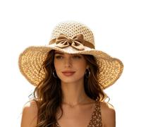 Genérico Sombreros De Paja Trenzados De Verano Para Mujeres | Borde Ancho Y Transpirable, Sombrero De Paja Hecho A Mano Con | Adecuado para Al Aire Libre, Citas Y, d