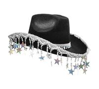Genérico Sombreros De Para Mujeres - Peinado Occidental Semilla, Elegante Estrellas Franjas | Sombrero Vaquera Espumoso Para Concierto De Boda Boho Festival Festival Beach Fiesta Cosplay
