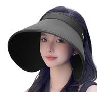 Generico Sombreros De Sol Abiertos De Mujer - SPF50 Sombrero De Protección Solar Integral De Seda De Hielo | Visera Ajustable Envolvente Con Cola De Caballo Parasol, Accesorios De Playa Cap