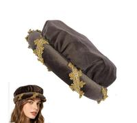 Genérico Sombreros Renacimiento para Adultos - Borde dorado vintage acolchado - Gorro medieval con borde enrollado para de vacaciones, espectáculo en el escenario, baile de máscaras Halloween
