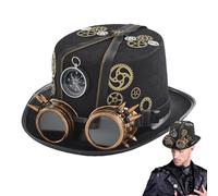 Genérico Sombreros Steampunk con gafas | Sombrero de Halloween gótico vintage para cosplay | Disfraz de viajero del tiempo para hombre, accesorios de vestir Steampunk para hombres adultos