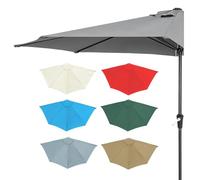 Genérico Sombrilla De Patio Media Redonda 5 Costillas, Ø270cm 300cm Parasol De Poliéster Protección UV Impermeable, Cubierta De Toldo De Repuesto para Exteriores Terraza Porche Delantero(Grays,3m)