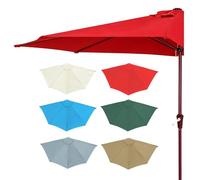 Genérico Sombrilla De Patio Media Redonda 5 Costillas, Ø270cm 300cm Parasol De Poliéster Protección UV Impermeable, Cubierta De Toldo De Repuesto para Exteriores Terraza Porche Delantero(Red,2.7m)