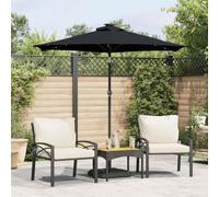 Genérico Sombrilla jardín con Luces LED Poste Acero Negro 225x225x212 cm,Casa y jardín,Jardín,Artículos de Exterior,Sombrillas,Negro,5.1 KG,4005072