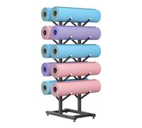 Genérico Soporte Ajustable de Doble Cara para esterillas de Yoga - Organizador de Ejercicios Independiente para gimnasios, Estudios y Entrenamientos en casa - Soporte Compacto con Almohadillas antide