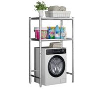 Genérico Soporte Almacenamiento for Cuarto de Lavado de Acero Inoxidable 2 Niveles, Estante Refrigerador, Soporte Microondas, Estante Independiente Panaderos Ajustables for Cocina(L70xW50xH155cm)