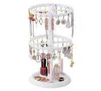 Genérico Soporte de arete rotativo - soporte de joyería de 2 niveles con gancho | Organizador de la torre de joyería para collares, aretes, pulseras | Accesorios de ropa idea de regalo