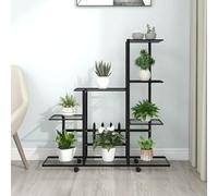 Genérico Soporte de Flores con Rueda de Metal Negro 94,5x25x92,5 cm,Casa y jardín,Jardín,Jardinería,Soportes para macetas-336114