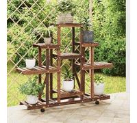 Genérico Soporte de Flores con Ruedas Madera Maciza Abeto 110x25x101 cm,Casa y jardín,Jardín,Jardinería,Soportes para macetas-362851