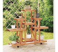 Genérico Soporte de Flores con Ruedas Madera Maciza Abeto 110x25x101 cm,Casa y jardín,Jardín,Jardinería,Soportes para macetas-362852