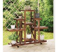 Genérico Soporte de Flores con Ruedas Madera Maciza Abeto 110x25x101 cm,Casa y jardín,Jardín,Jardinería,Soportes para macetas-362851