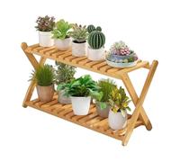 Genérico Soporte De Madera Para Plantas De Interior Y Exterior,Estantería para Macetas de Dos Niveles | Soporte para plantas - uso en Patio, Jardín, Porche, Balcón, Sala de estar e Invernadero
