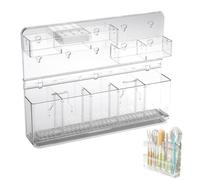 Genérico Soporte De Pajitas Para Puerta De Armario | Organizador De Cocina Adhesivo Ajustable De 5 Compartimentos | Estante De Almacenamiento De PET Silicona Para Cepillos Cucharas Abrebotellas