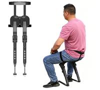 Genérico Soporte Exoesqueleto Piernas, 5 Niveles de Altura Ajustable Silla Invisible portátil, exoesqueleto portátil, Silla Invisible Humana, para Viajes, Trabajo, Pesca, Camping (Negro)