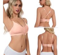 Genérico Soporte Garganta Cómodo Y Transparente Tirantes Convertibles Sin Armadura Espalda Sin Esponja para Mujer Sujetador Gran Cintura Diadema, rosa, 5X-Large