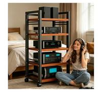 Genérico Soporte HiFi con Ruedas,Gabinetes Receptores Estéreo Ajustable, Rack AV De Acero,Equipo HiFi 5 Niveles para Amplificadores, Receptores Y Sistemas Estéreo(Teak)