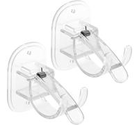 Genérico Soporte para Barra de Cortina de Ducha Adhesivo sin Taladro, Transparente Grande, 2 Unidades, Accesorio Resistente para Baño, Colgador para Barras de Cortina, Instalación Fácil