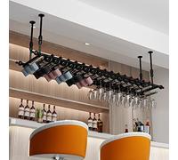 Genérico Soporte para Botellas de Vino en el Techo, Copas de champán para Colgar, estantes para Copas, Altura Ajustable, Estante para vinos, Barra, Estante de Almacenamiento de Hierro forja