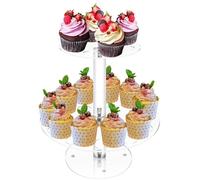 Genérico Soporte Para Cono De - Estante De Exhibición Acrílico De Doble Capa Con 24 Orificios | Soporte De Cono De Postre Transparente, Estante De Exhibición Para Buffet, Para De Boda, Barra De D