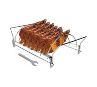 Genérico Soporte para Costillas Antiadherente - Acero Inoxidable Brochetas Para Barbacoa,Accesorio Plegable Asador Antioxidante Para Cocinar Cerdo Pollo Y Carne