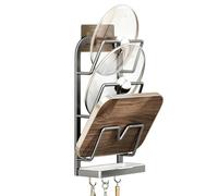 Genérico Soporte Para De Ollas | Soporte De Secado De Acero Al Carbono Sin Taladro Con Bandeja | Para Ollas Y Sartenes - Para Estufa Horno Despensa Bandeja Horno Tabla de Cortar