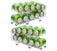 Genérico Soporte para Latas De Bebidas, Despensa para Bebidas 2X | Cesta Transparente 2 Niveles, Dispensador Retráctil con Ruedas, Ancho Ajustable Hogar Cocina Bar