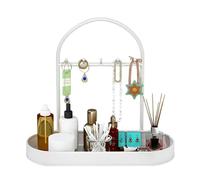 Generico Soporte para organizador de joyas - Elegante 30 x 15 x 27 cm, portaobjetos de hierro, expositor decorativo para collares con bandeja organizador con gancho | soporte para dormitorio