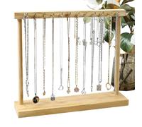 Generico Soporte para organizador de joyas - Estantería rectangular de madera con 12 ganchos | Porta pendientes, pulsera y para escritorio, cajonera, viaje, baño, dormitorio