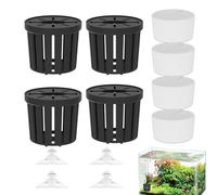 Genérico Soporte para Plantas Acuáticas - 4 Unidades Macetas Hidropónicas con Ventosas | Plantador para Acuario - Decoración para Peceras De Agua Dulce Betta Camarón Terrario Hogar Oficina