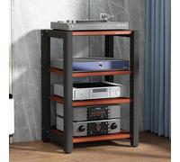 Genérico Soporte para Reproductor de Discos y vinilos de 4 Niveles, Estante Ajustable para Juegos y Audio, Elegante Acabado en Negro Intenso (60 x 50 x 60 cm)