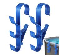 Generico Soporte para skimmer de piscina - Soporte de almacenamiento de equipos de piscina | 2-Piece Adjustable 3-Hook Rod Holder | for Ground Pool Accessories Skimmers Cleaning Tools Towels Clothing