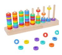 Genérico Sorting Stacking Toys - Wood 8x5x5in, Rainbow Circle Educational Games | Shape Matching Sensory Toy Set For Kids Girls Boys Playroom Classroom Preschool Home Travel and Birthday Giftss
