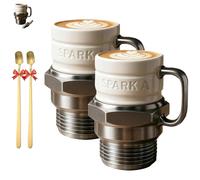 Genérico Spark Plug Mug, 2026 New Spark Plug Coffee Mug, Ceramic Coffee Cup for Car Lovers, Engine Sparks Plugs Design Novelty, Mechanics & Garage Lovers (2PCS)