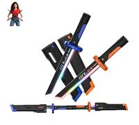 Genérico Sparkblade Sword.Master Sword, Fake Katana with Smoke, Swords Toys with LED Light and Sound, for Cosplay, Halloween, and Display (Blue+Orange)