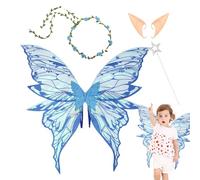 Generico Sparkling Angel Wings - Stage Performance Gear, Holiday Costume Supplies | Large 80cm Foldable Mythical Creature Accessory Whimsical Wedding Theme Accessory with Pointed Ears for Girl