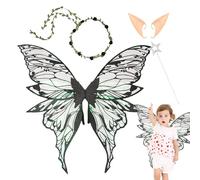 Generico Sparkling Angel Wings - Stage Performance Gear, Holiday Costume Supplies | Large 80cm Foldable Mythical Creature Accessory Whimsical Wedding Theme Accessory with Pointed Ears for Girl