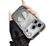 Genérico Sparkling Diamond Women's Phone Case with Cute Bow for iPhone 11-17 Series - Luxury 3D Crystal Diamond Rhinestone, Electroplated Protective Mirror Design (Silver,for iPhone 13 promax)