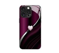 Genérico Sparkling Heart Hard Case for iPhone Shockproof Fully Enclosed Tempered Glass Curve Double Heart Hard Case for iPhone 17/16/15/14/13 Pro MAX (14 Pro,Purple)