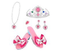 Genérico Sparkling Princess Jewelry Set, Elegant Fingerboard Shoes, 5 Piece Costume Set with Bright Colors, Gem Play Accessories, Fashion Toys with Royal Style, Kids Jewelry Sets for Party Dress Up