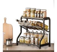 Generico Spiice Rack Organizer - Kitchen spiice Rack | Three Layers Seasoning Organizer for Kitchen | Multifunctional Carbon Steel Anti Skid Strong Bearing for Oil, Salt, Sauce, Vinegar