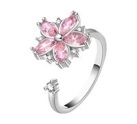 Genérico Spinner Ring, Flower Ring, Rotating Band Calming Sensory Adjustable Copper Material Lightweight Elegant Portable, Sensory Jewelry for Women Home Outdoor Present, Silver