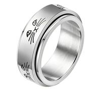 Genérico Spinner Ring Für Damen - Katzen Motiv Anti-Stress Ring Aus Titanstahl | Rotierender Angst-Rings Zur Entspannung | Boho Fidget Rings Für Mädchen & Frauen, Beruhigendes Schmuck-Geschenk, Se