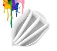 Genérico Split Cups Paint Pouring, Silicone Pouring Tool, 4 Channel Reusable Cup with 5.12 Inches Width, Painting Resin Art Mixer for Creative Projects, Workshop, Studio, Mold Casting White