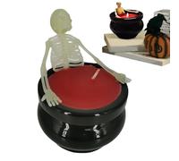 Genérico Spooky Halloween Candles, Skeleton Decor Wax Lights, Glowing Long-Lasting Centerpieces, Flameless Flicker Effect, Indoor Outdoor Use for Fireplace Mantle Farmhouse Party Desk Display